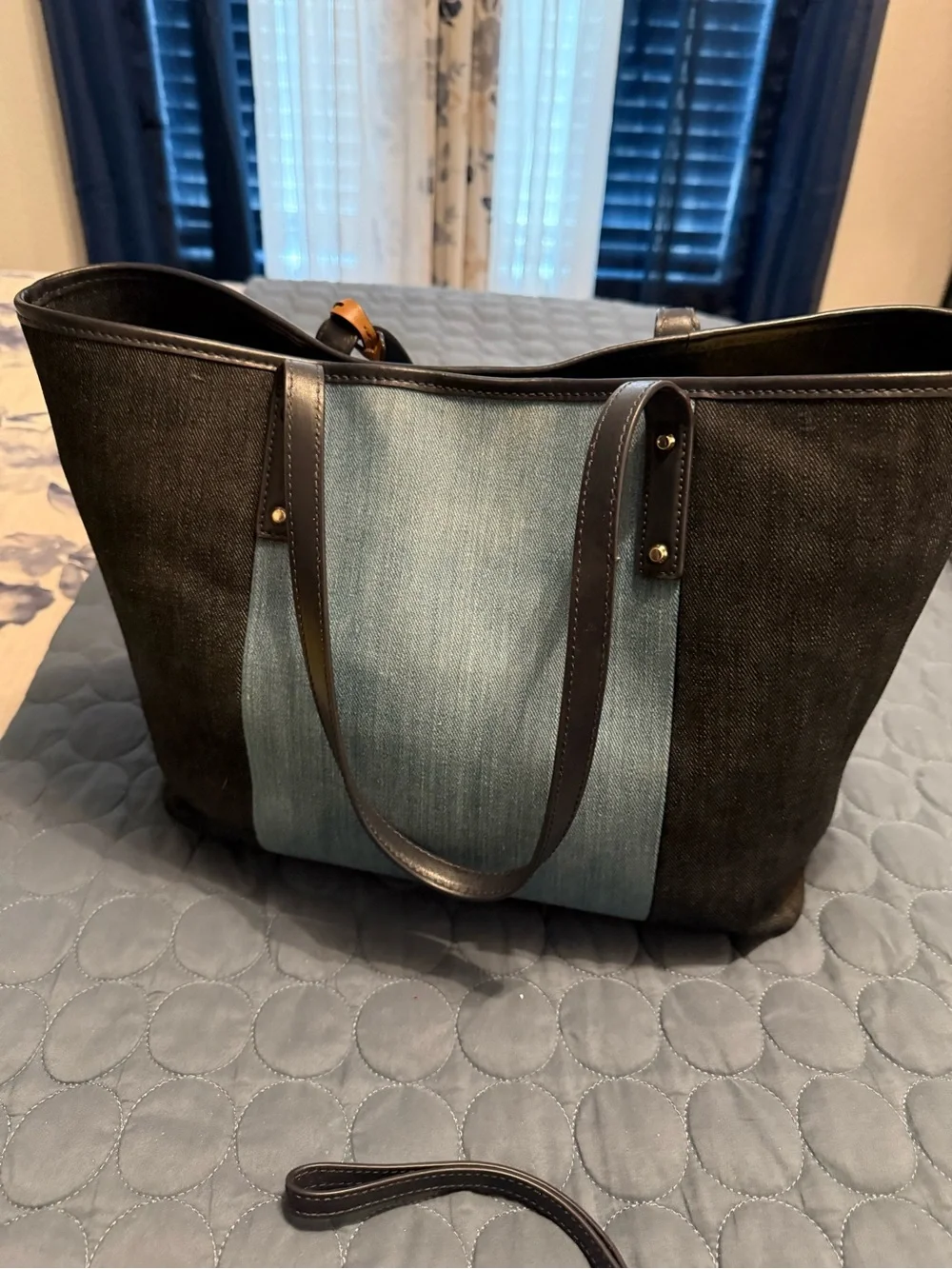Michael Kors Two-Tone Denim Tote in Dark Blue and Light Blue